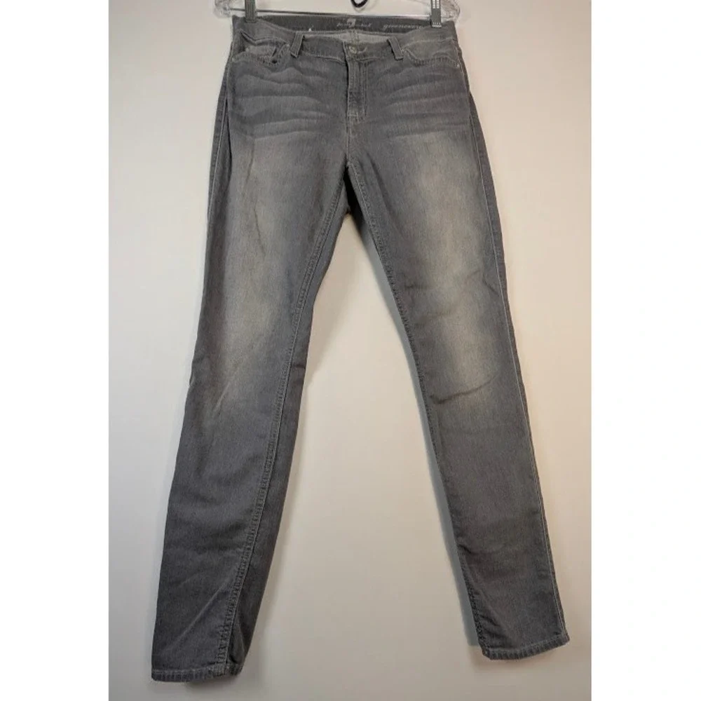 7 For All Mankind Gwenevere Grey Skinny Jeans Womens Size 31 Stretch Denim